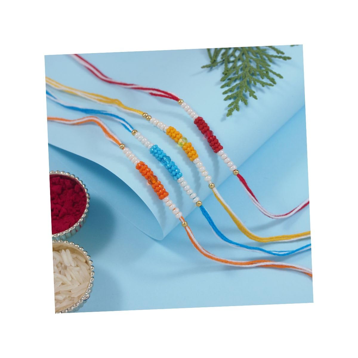 I Jewels Pearl & Bead Rakhi with Roli Chawal & Rakshabandhan Card for Bro/Brother/Bhai (Set of 4) (R211R-Y-SB-OR) (B0D9LNHMX4) Amazon Price History, Amazon Price Tracker