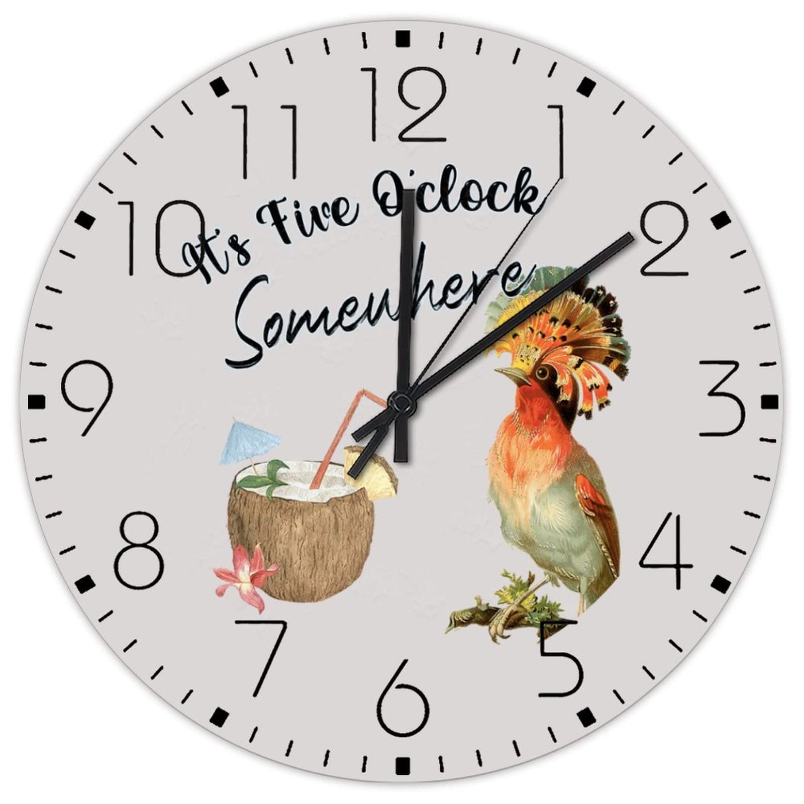 Horloge murale en bois rustique haut de gamme oiseau décoration de caractère pour piscine