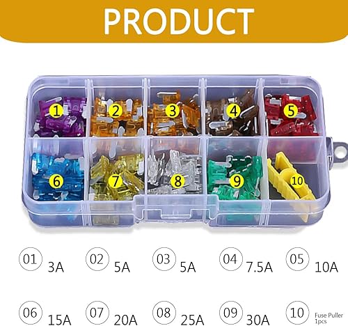 Miniatura 9 de Kit surtido de fusibles estándar de 120 piezas, 5A, 10A, 15A, 20A, 25A, 30A, mediano, colorido, para automóvil, barco, camión, SUV, automotriz