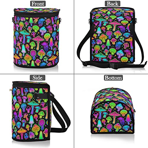 Image of Colorful Mushrooms Rainbow Star Car Trash Can Car Garbage Bag with Lid Hanging Waterproof Leak Proof Vehicle Storage Bin
