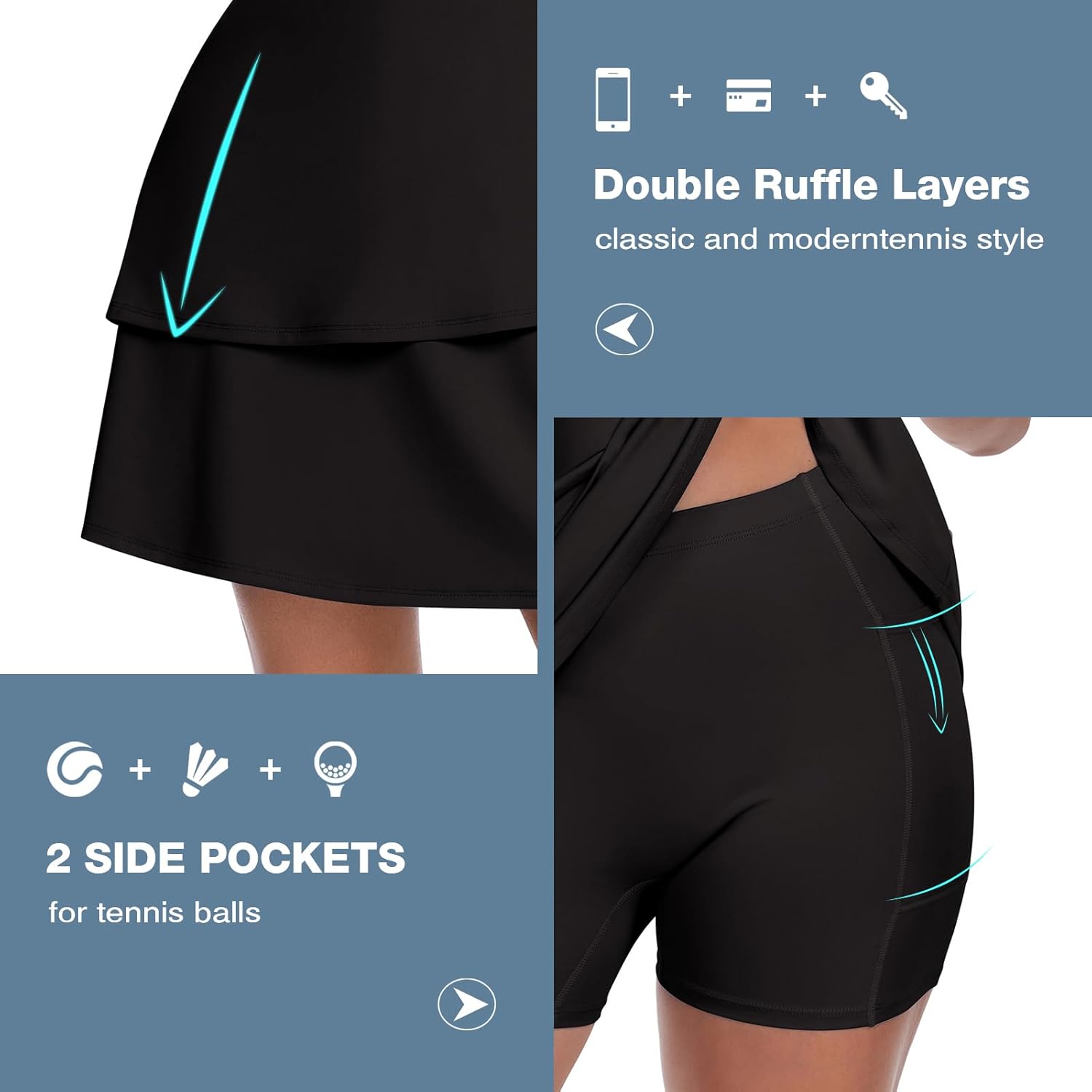 WOWENY Tennis Dress for Women Golf Dresses with Built in Shorts and Pockets Zip Up Sleeveless Athletic Workout Dress - Image 4