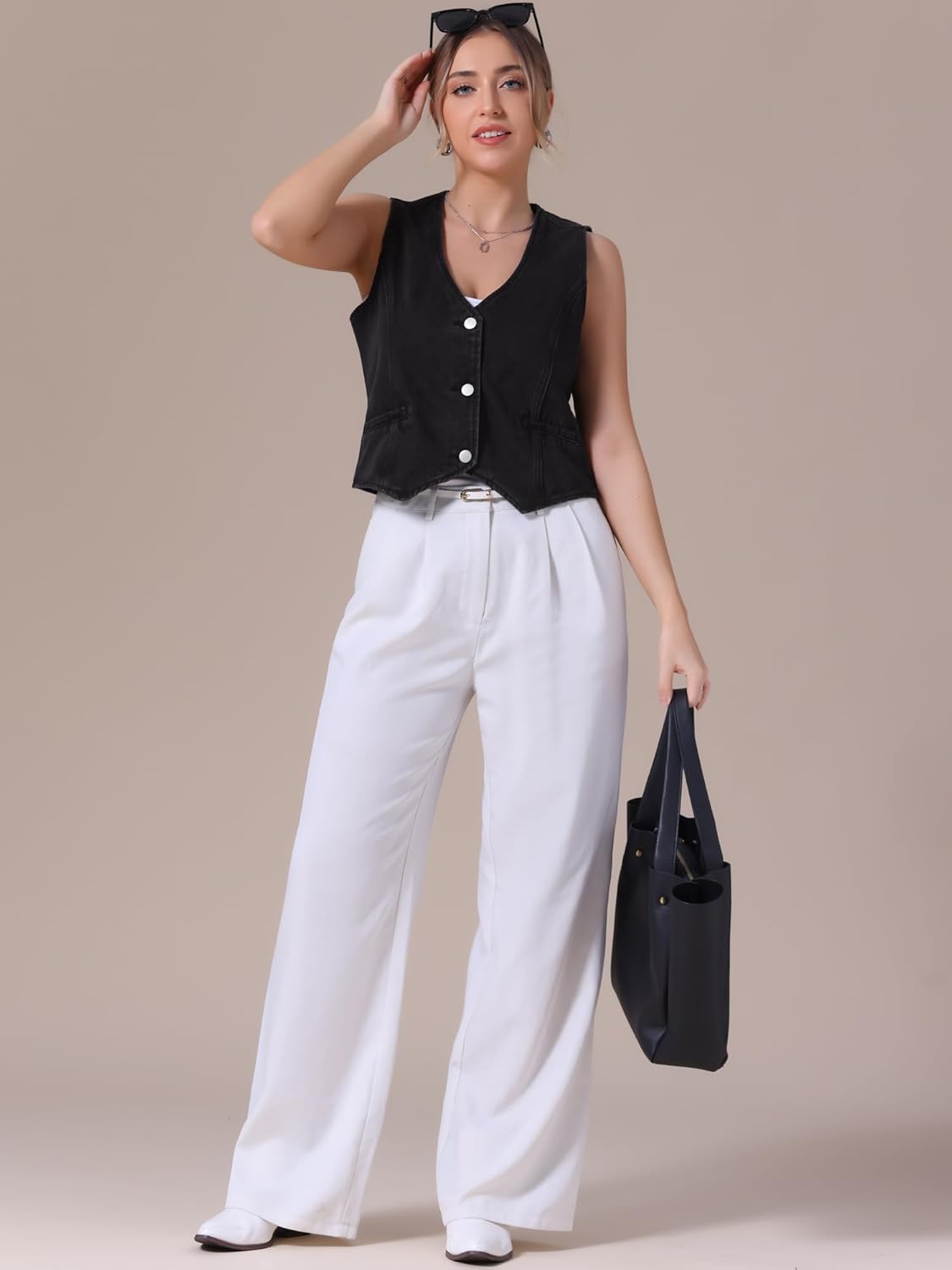 Women's Denim Vest V Neck Button Down Sleeveless Waistcoat Vest Top Western Outfits Casual Jean Vests - Image 6