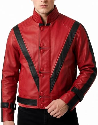 Red & Black Cosplay Costume Faux Leather Jacket - Party&Dance wear Jacket