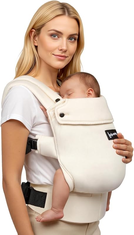 Ergonomic Baby Carrier Newborn to Toddler 7-44 lbs with 3 Carry Positions | Hip-Healthy Design Toddler Carrier, Breathable, Lightweight, and Lumbar Support for Hands-Free Newborn Carrier, Khaki