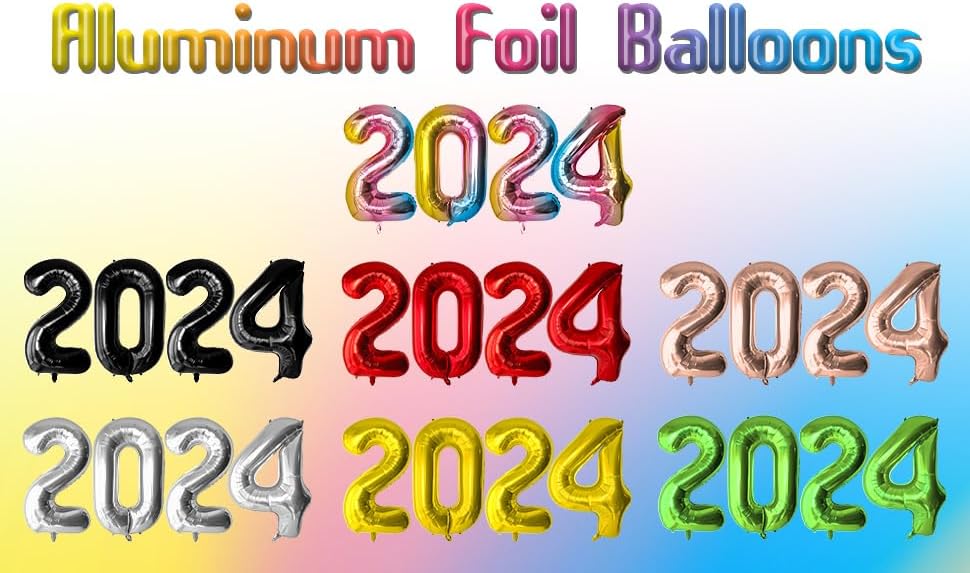 Miniatura 7 de Globos 2024, números de globo 2024 de 40 pulgadas, globos rojos para decoraciones de Año Nuevo, suministros de fiesta 2024