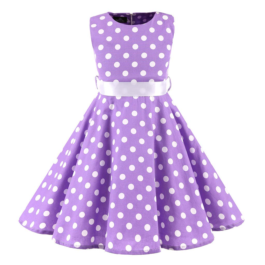 ClodeEU Baby Girls Infant Toddler Retro Vintage Cocktail Party Short Sleeve Swing Dress Mini Dresses Tutu Dress for 3-12 Years