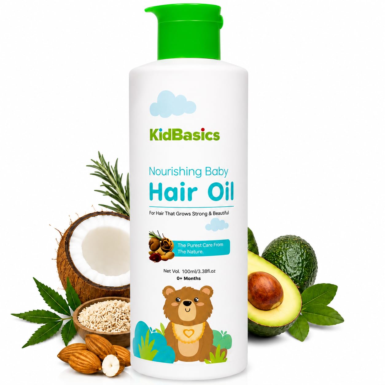 KIDBASICS Nourishing Baby Hair Oil | With Coconut, Almond & Olive Oils | Gentle Care for Baby’s Scalp & Hair | Lightweight & Non-Sticky Formula | For Newborns, Toddlers & Kids (0+ Months) | 100 ml-image-41