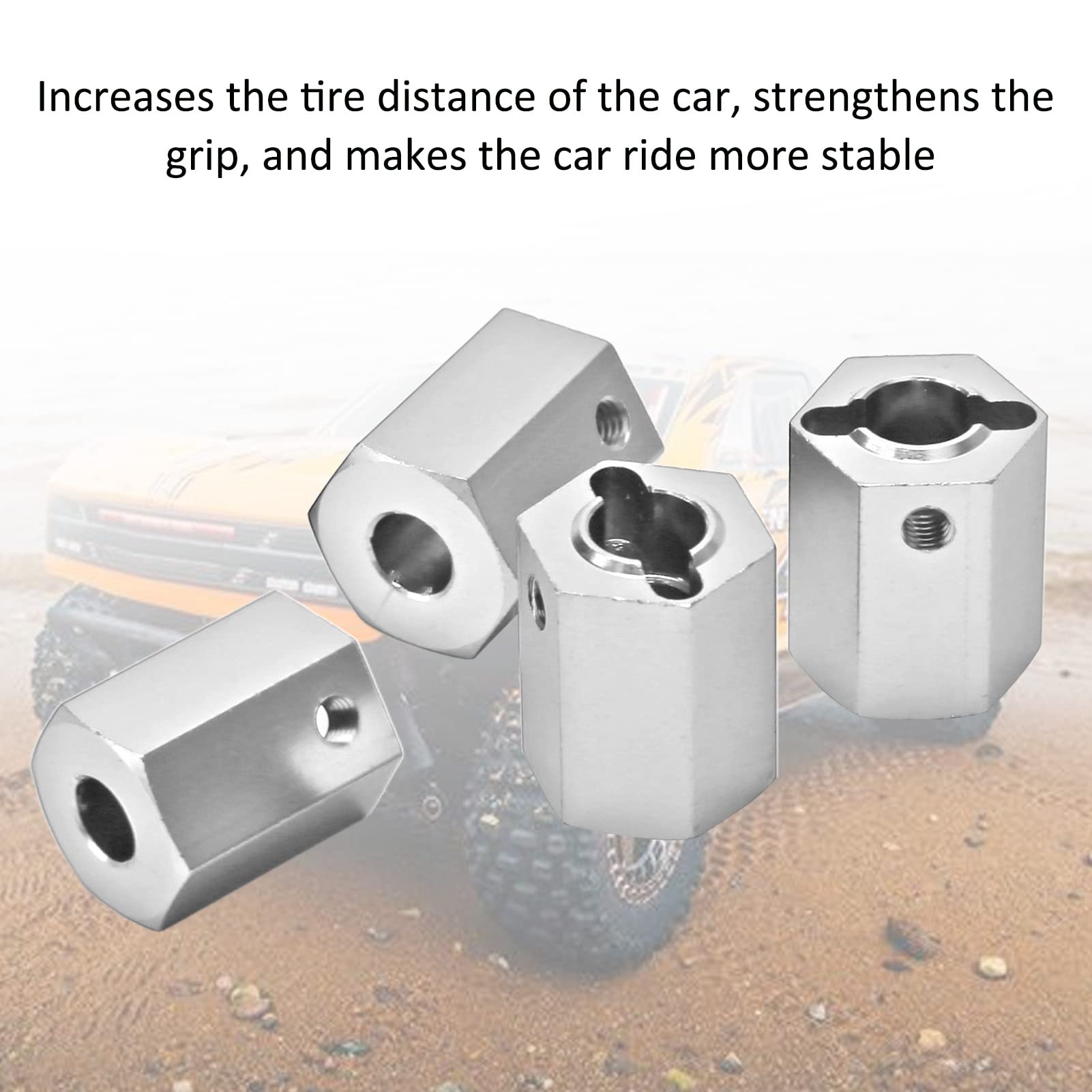Adaptadores Hexagonales Para Coches RC - 12mm, Aleación De Aluminio - Pack De 4 Unidades Con Tornillos