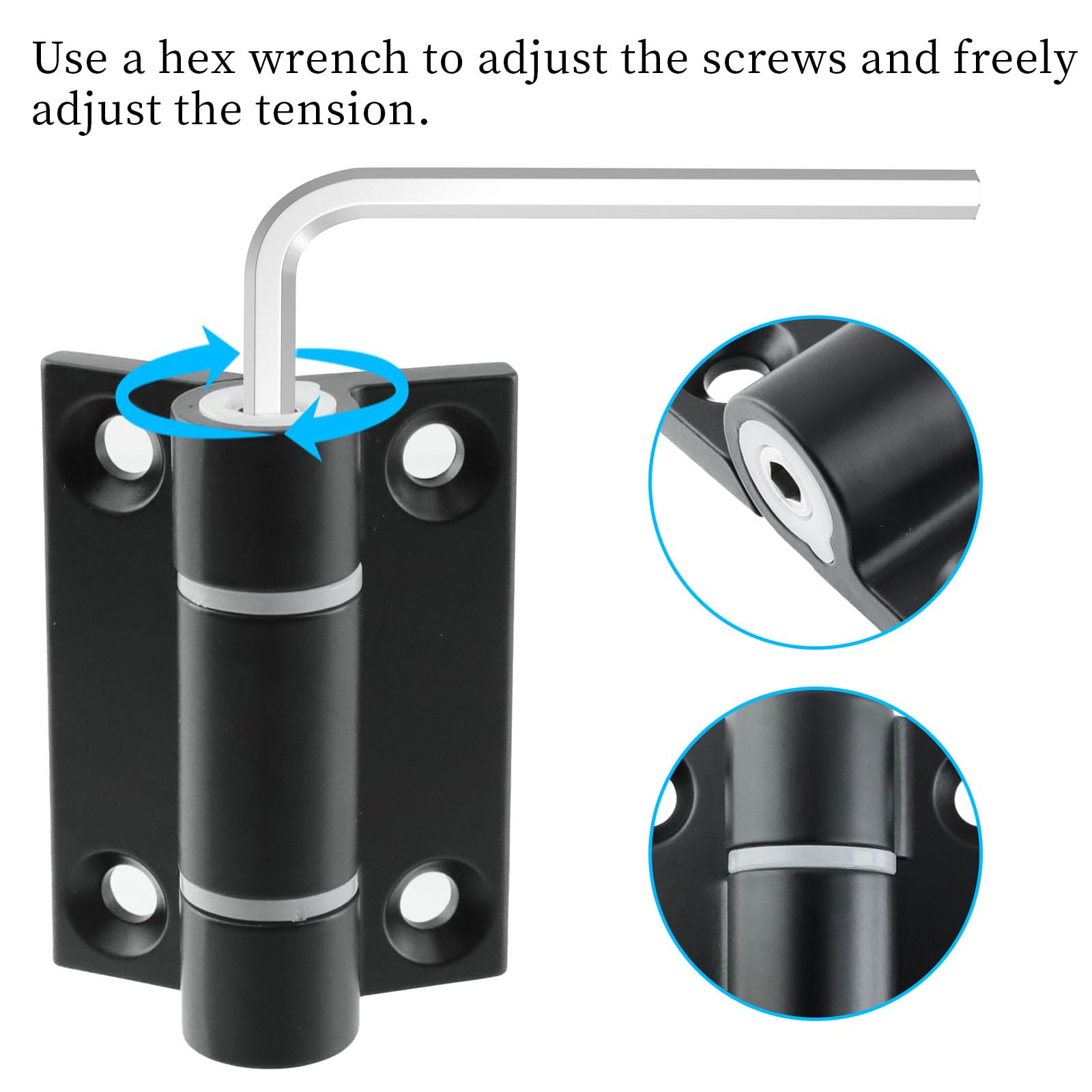 Silent Adjustable Door Hinges - Black -7 Silent Adjustable Door Hinges - Black -7