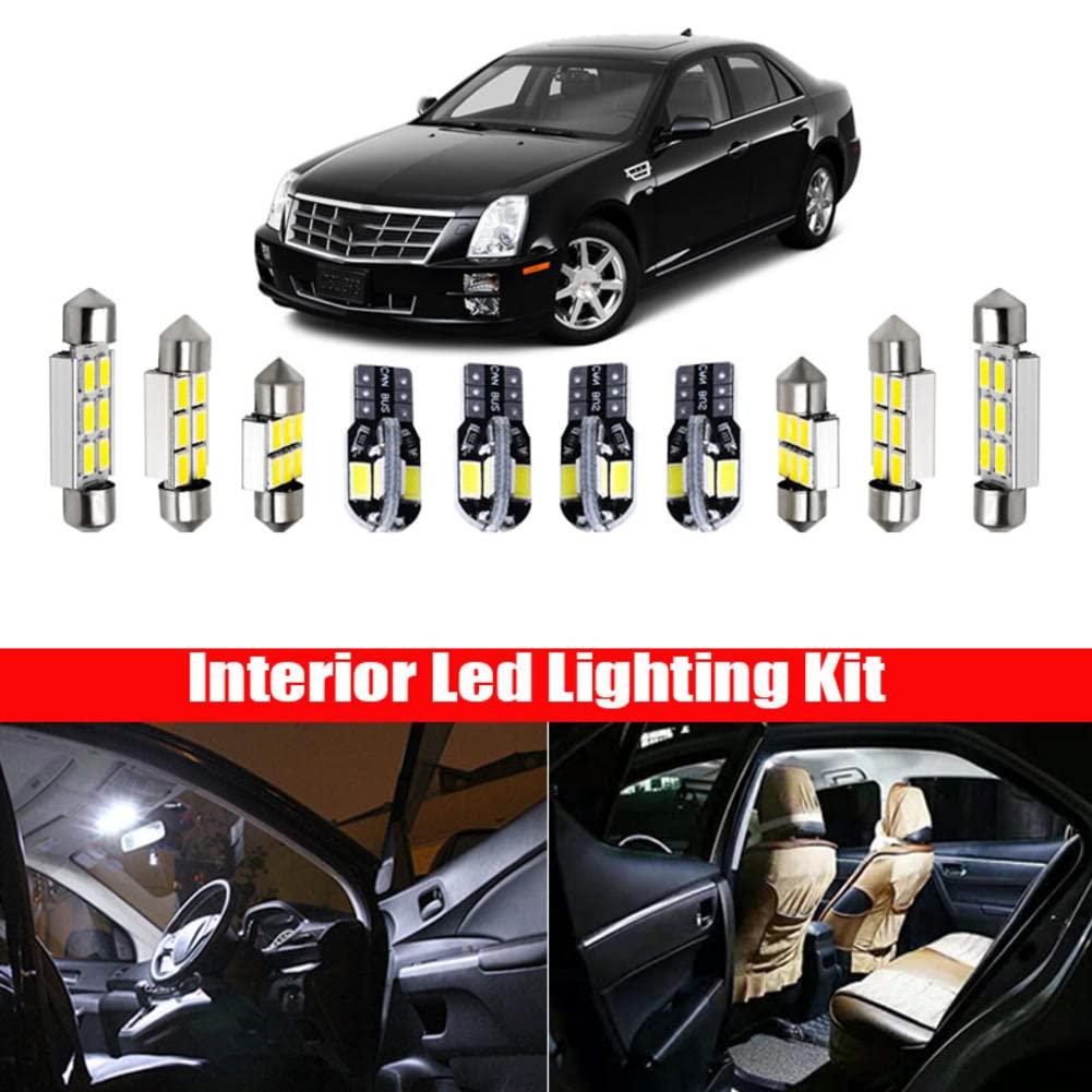 14 pz Nessun errore Bianco Canbus LED Lampadine per auto, per Cadillac STS 2005-2011 Mappa Cupola Tronco Lampada targa interna Pacchetto