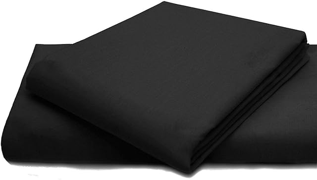 AmigoZone Cotton Percale Easy Care Polycotton Flat Sheet (Black, Super King)