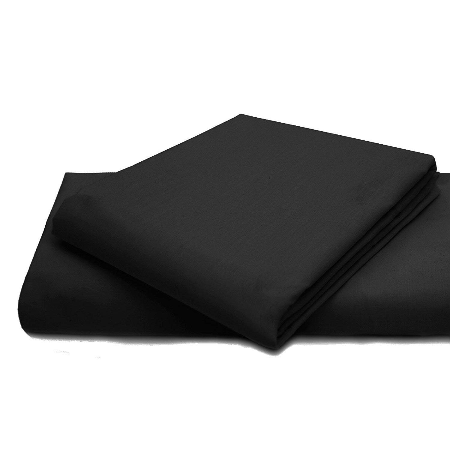 AmigoZone Cotton Percale Easy Care Polycotton Flat Sheet (Black, Double)