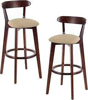 Beauenty Wooden Bar Chairs Set of 2， Bar Stools with Wood Backs
