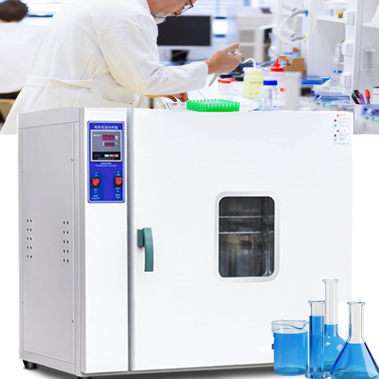 Cichy piec laboratoryjny, piec do suszenia strumieniowego o stałej temperaturze, suszarka laboratoryjna, z inteligentnym cyfrowym wyświetlaczem, regulator temperatury 50~280℃,15L