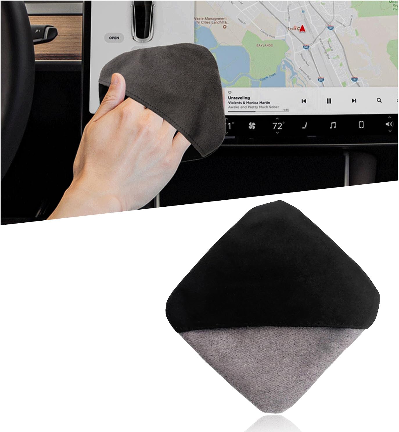 Car Screen Cleaner, Microfiber Auto Screen Cleaning Pad, Foldable Touch Screen Cleaner Cloth for Vehicle Dashboard LCD Display, Interior Car Accessories