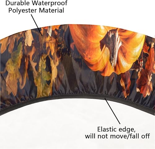 Miniatura 5 de Mantel redondo de calabazas de otoño con borde elástico, mantel ajustable de Acción de Gracias, mantel redondo lavable para uso en interiores y