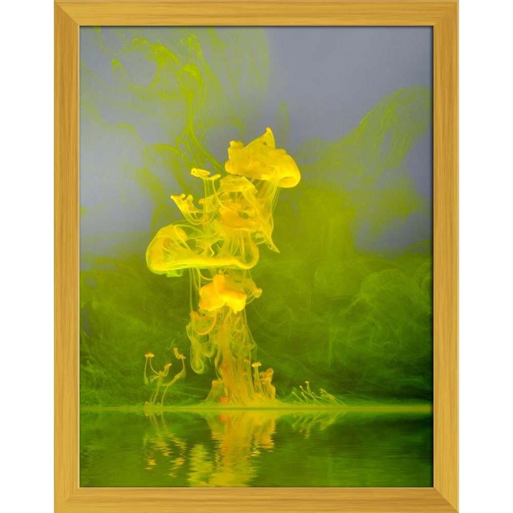 ArtzFolio Abstract Floating Yellow Color Tabletop Painting Golden Frame 6 x 7.4 inch (15 x 19 cms)