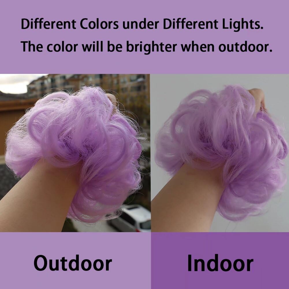 LaLuLoLi Light Purple Color Thick Updo Messy Hair Bun Extensions Party Wedding Daily Use Messy Hairpieces Hairpiece Wig for Women Girl Party Cosplay Daily Use #2403A 2pcs/pack - Image 2
