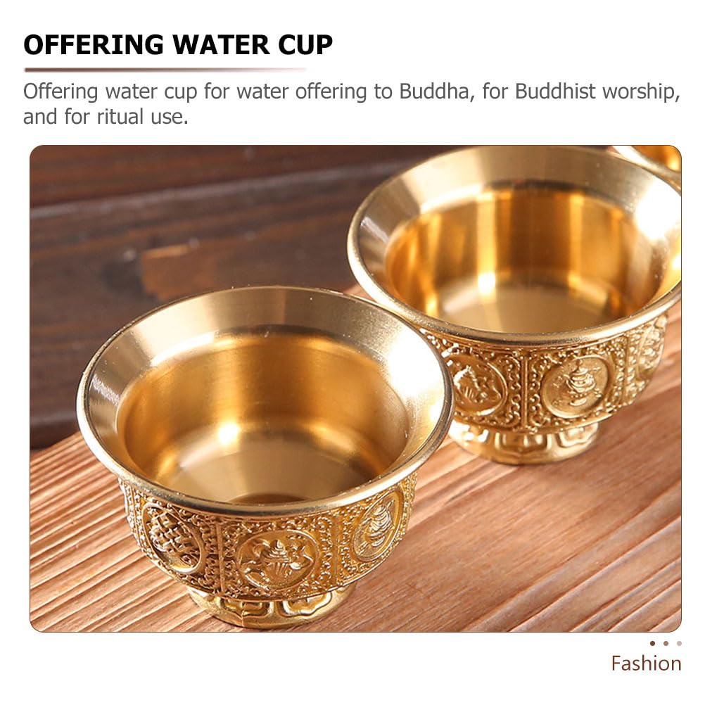 Cabilock Buddista Ciotola Acqua Rame Mini Tazza Acqua Per Offerte Religiose E Accessori Buddista Decorazione Alto Domestico 2.68X2.68X1.65In