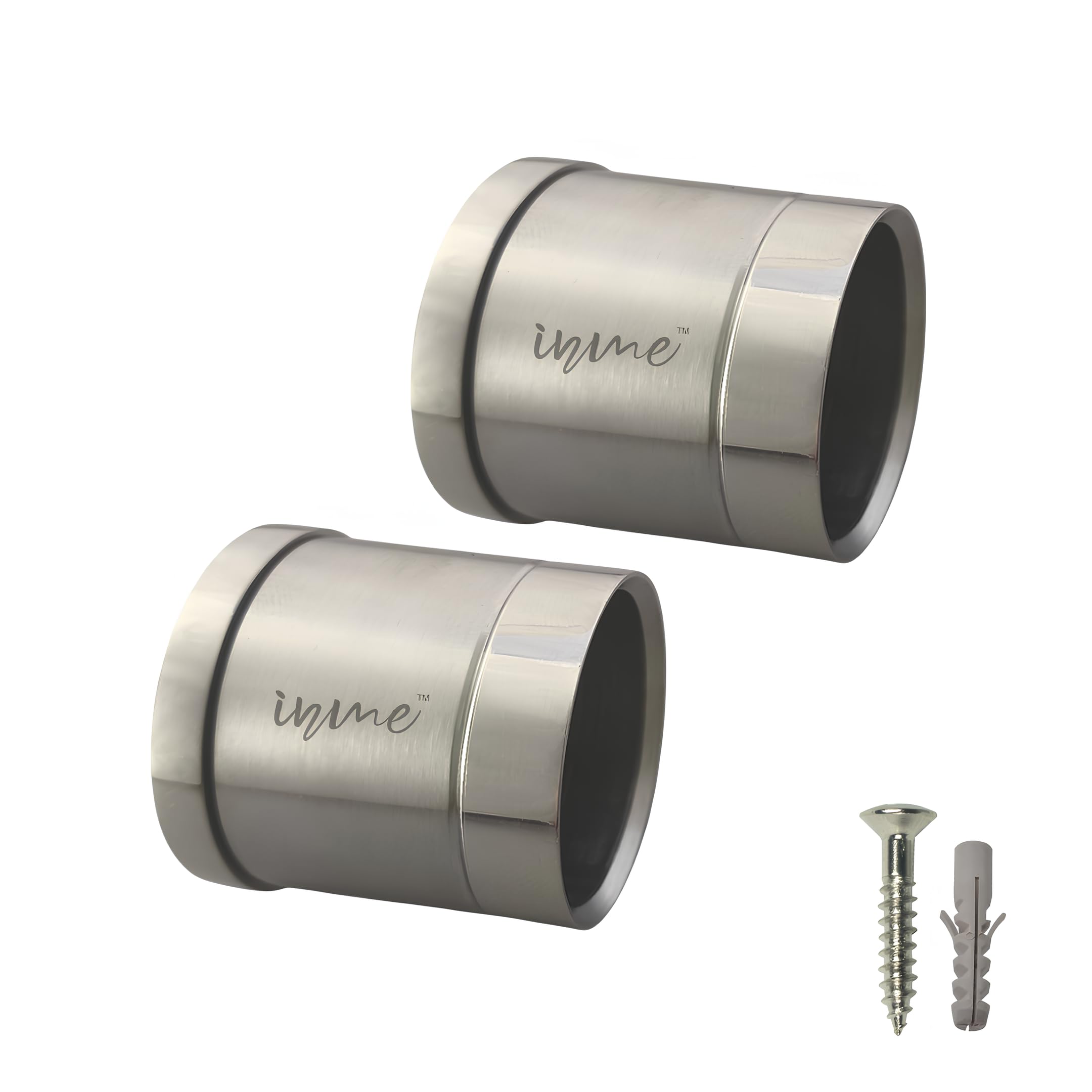 Inme Wall to Wall Curtain Rod Bracket/Curtain Rail Rod Holder Heavy-Duty Stainless Steel – 1 inch Glossy Silver Finish with Screws and Wall Plugs Included (Pack of 2)-image-21