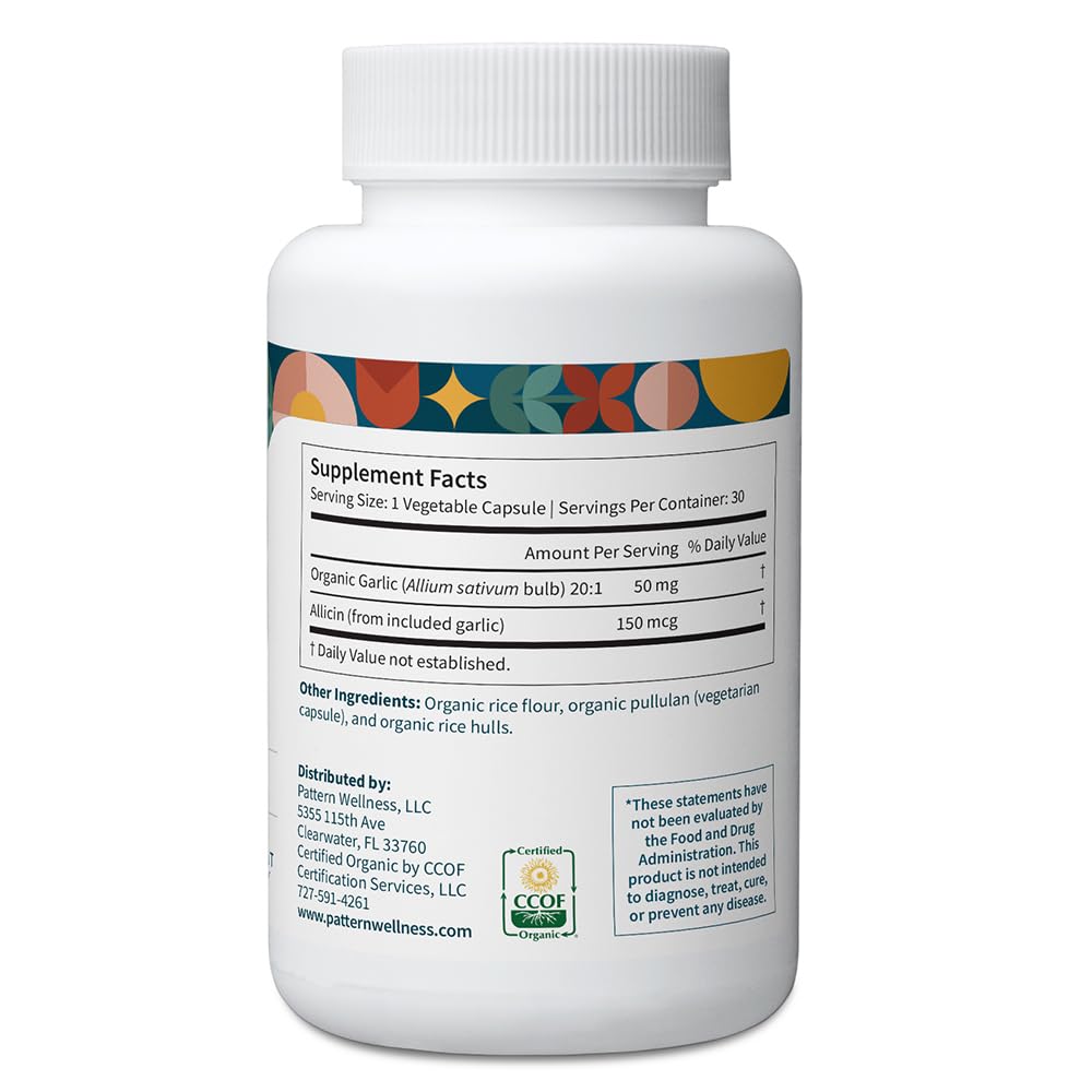 Pattern Wellness Odorless Organic Garlic Supplement – 30 Capsules — Amazon image 8