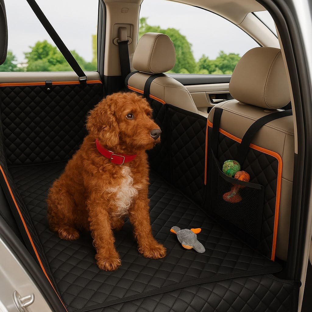 Dog Car Seat Cover with Mesh Window | Waterproof 600D Heavy Duty Nonslip Scratch Proof Hammock | Universal Fit for SUV, Truck, Car
