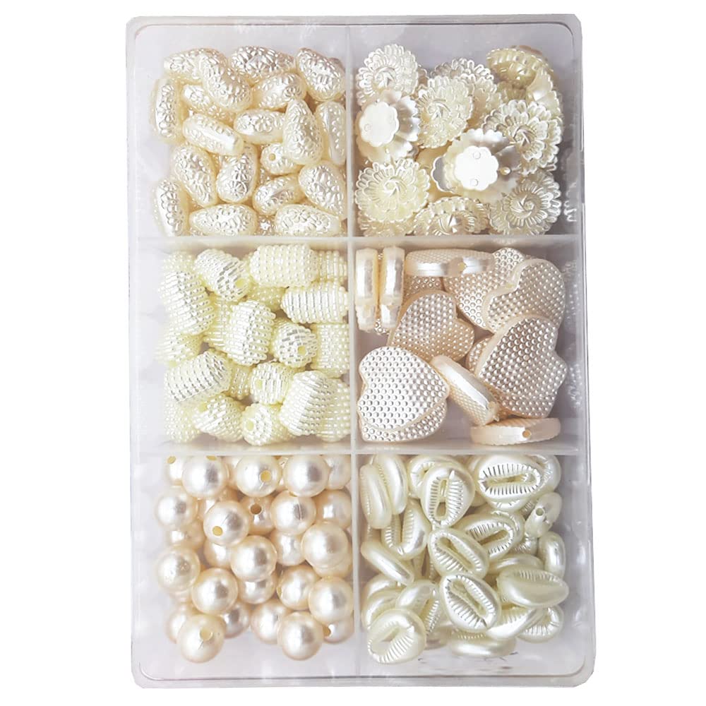 eshoppee 200 gm Pearl Beads Colors Plastic Beads for Jewellery Making, Art and Crafts Work for Necklace Bracelet Earring Making DIY Kit (16)