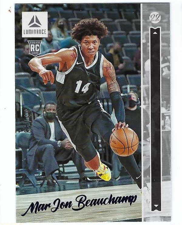 MARJON BEAUCHAMP 2022-23 Panini Chronicles Luminance Draft Picks #44 PURPLE PARALLEL Rookie Card RC #03 of only 49 Made! Milwaukee Bucks Basketball