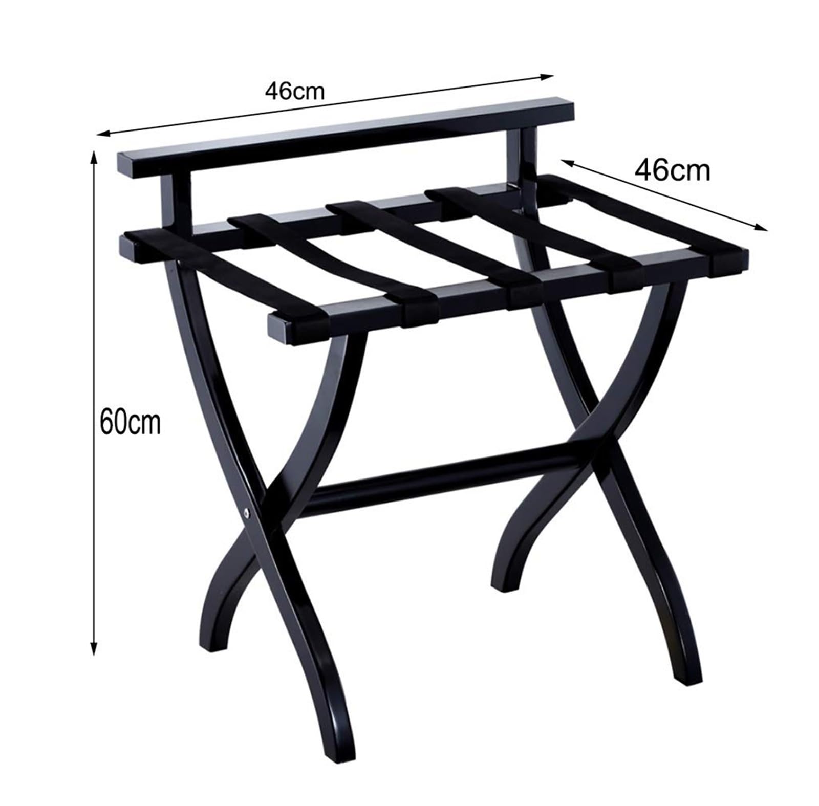 FENOKD Suitcase Stand - Luggage Rack, Black 2-Tier Folding Suitcase Backpacks Holder, Folding Luggage Rack Solid Wood, Professional Hotel/Bedroom/Guest Room Suitcase Rack,4pcs