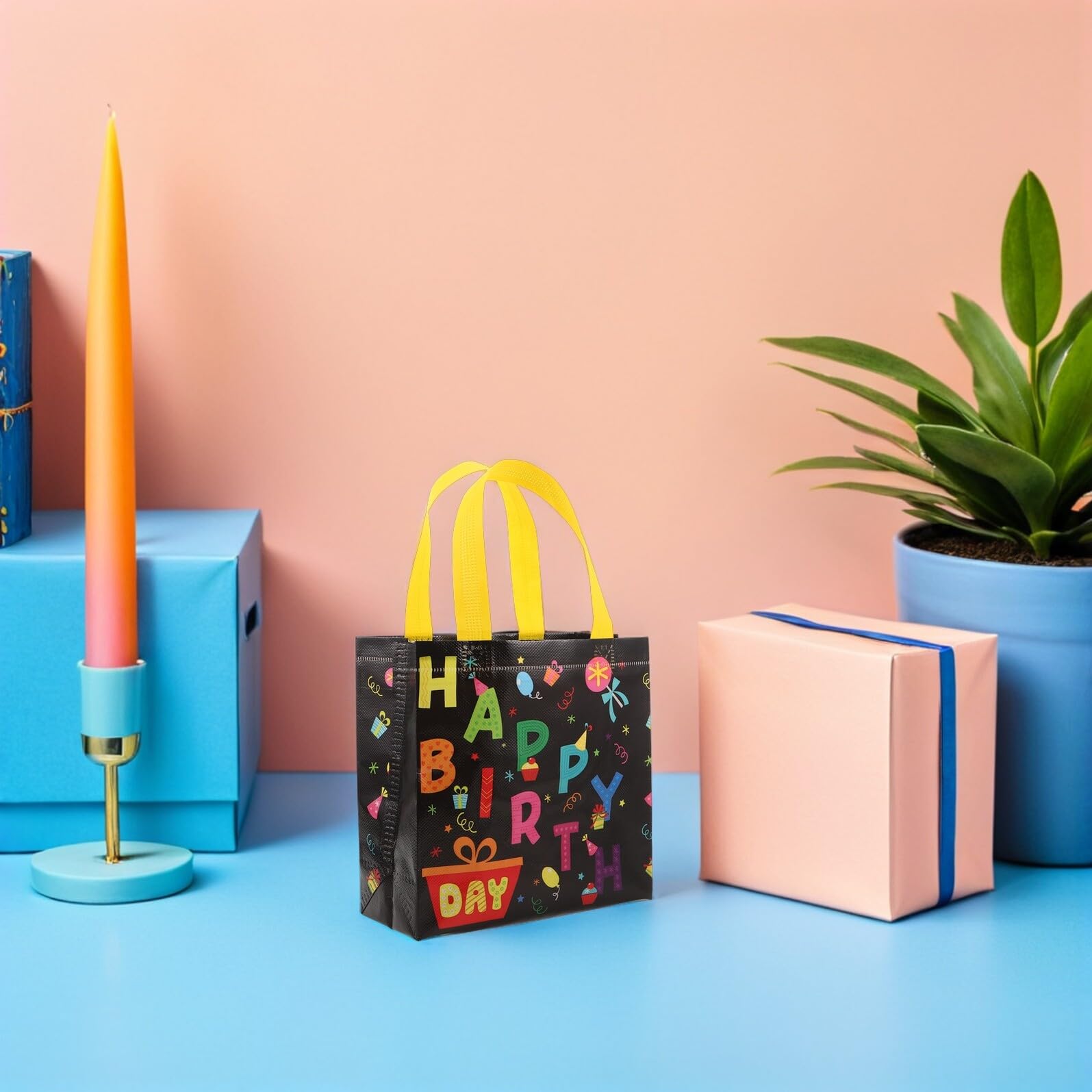 Homoyoyo Bolsas de Obsequio para Cumpleaños con Asas, 30 Piezas de Tela No Tejida Duradera, Tamaño 32x19x8 Cm, Bolsas Reutilizables para Dulces y Fiestas Infantiles