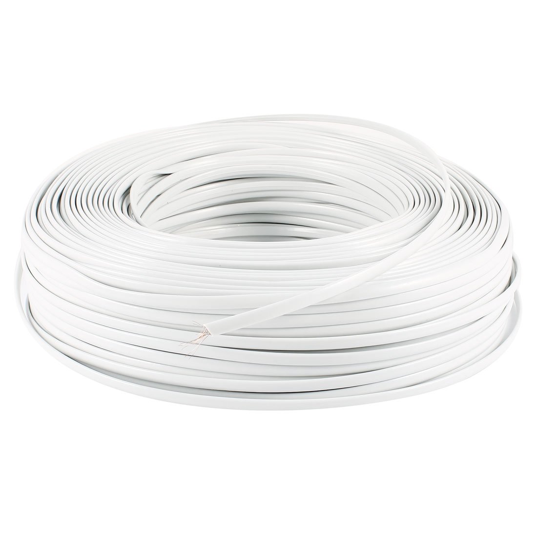 Ruilogod Cable de cable de telefono plana de 100m 328ft Apartamento 4C de blancopuro para RJ11 6P4C