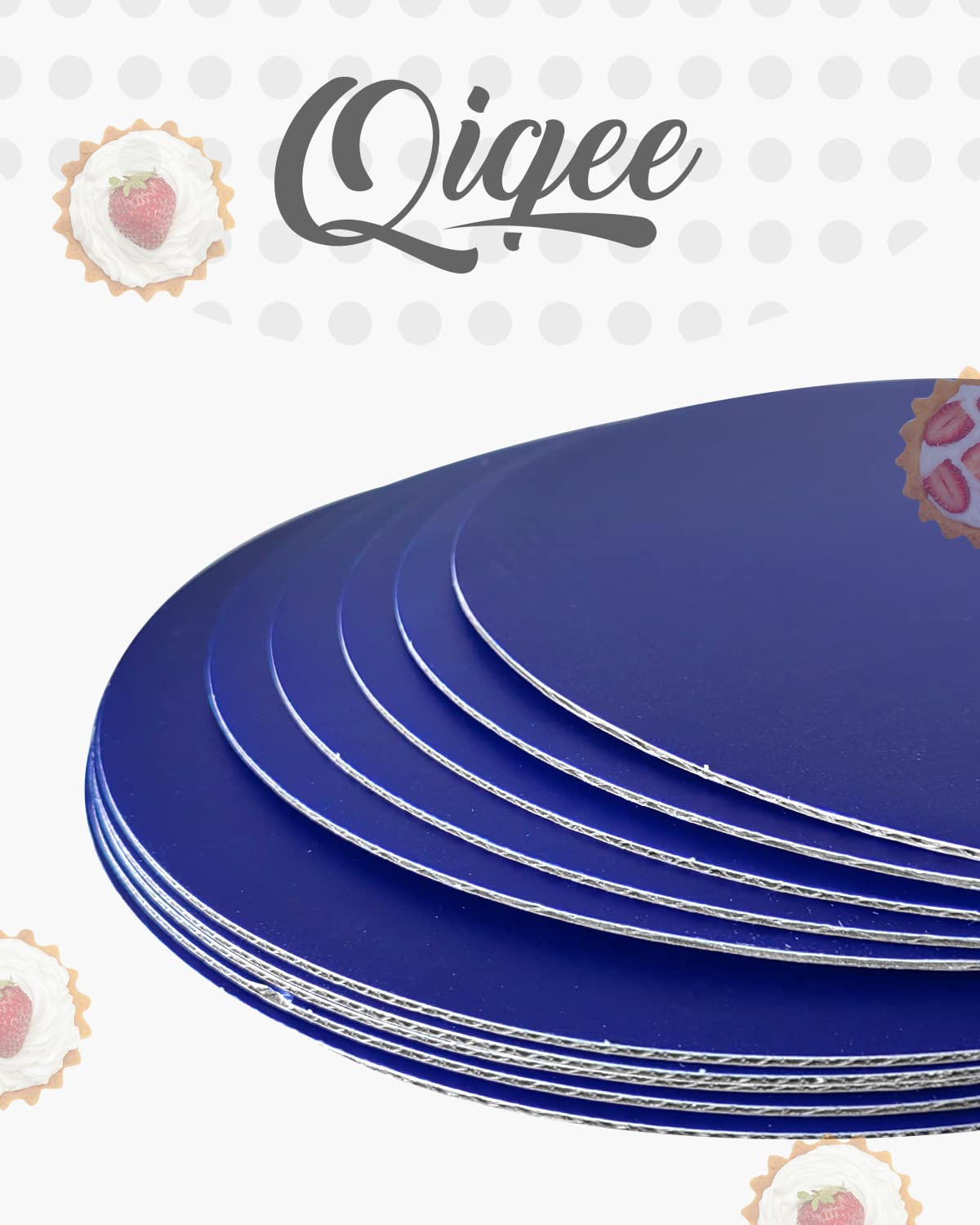 qiqee Tablas redondas para tartas de 10 pulgadas, paquete de 40 unidades, base redonda, cartón de grado alimenticio (más delgado pero más fuerte)