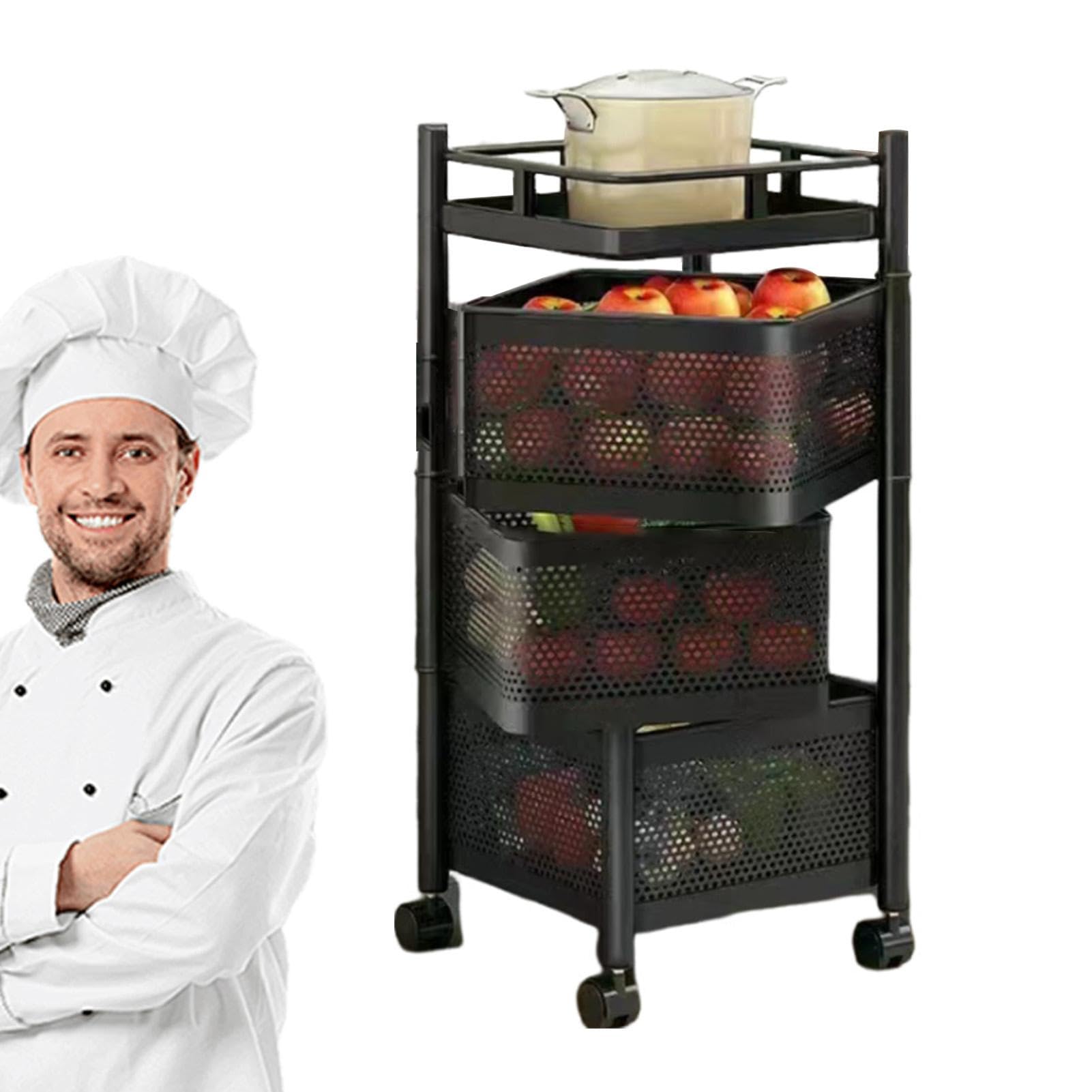 Estante de almacenamiento de bocadillos, estante de cocina para frutas y verduras, el más nuevo estante de almacenamiento giratorio de múltiples capas para verduras, organizadores de bocadillos de f
