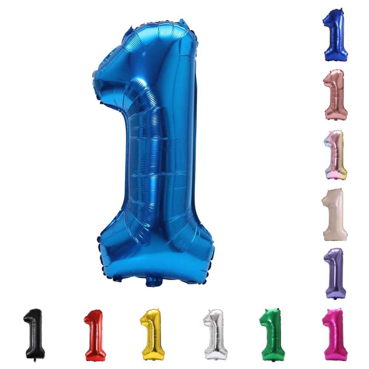 YPSelected 32 Inch Large Foil Helium Number Balloon Birthday Wedding Party 0-9 (Blue, 1)