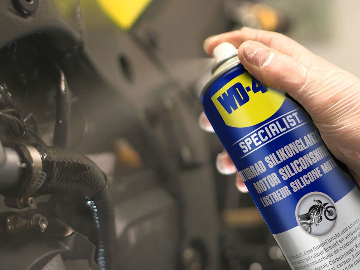 WD-40 Specialist Aerosol de silicona para motocicleta 400 ml | Spray de brillo para motocicleta | Limpiador WD40 | Spray de silicona para motocicleta