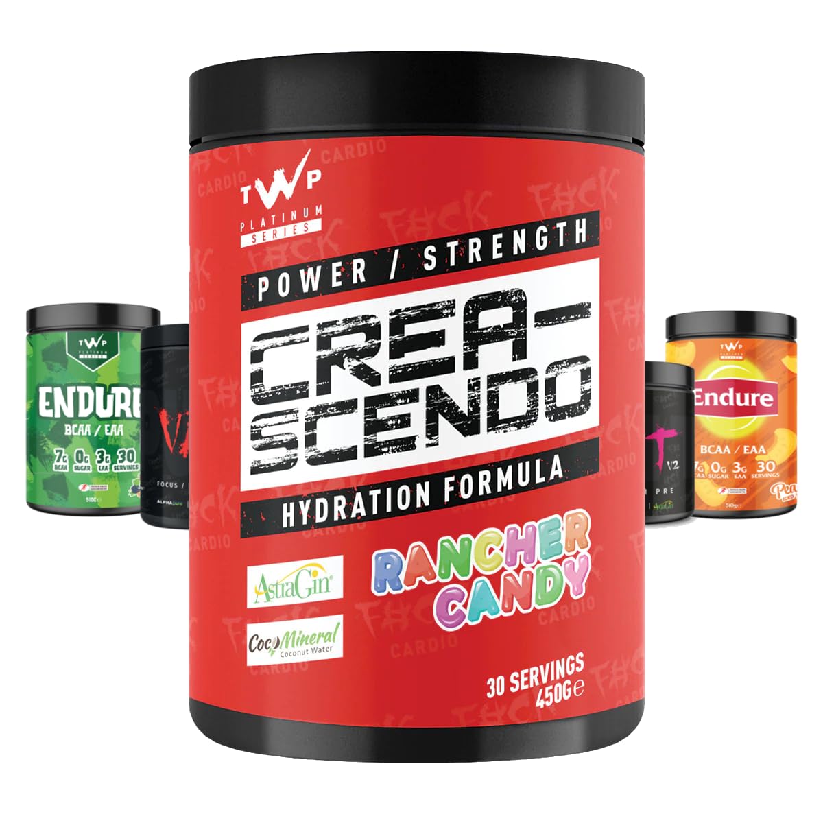 TWP Nutrition Platinum Series Crea-Scendo Creatina en polvo, 250 g/472 g y 30/50 porciones, 3 grandes sabores (Rancher Candy, 472 g)