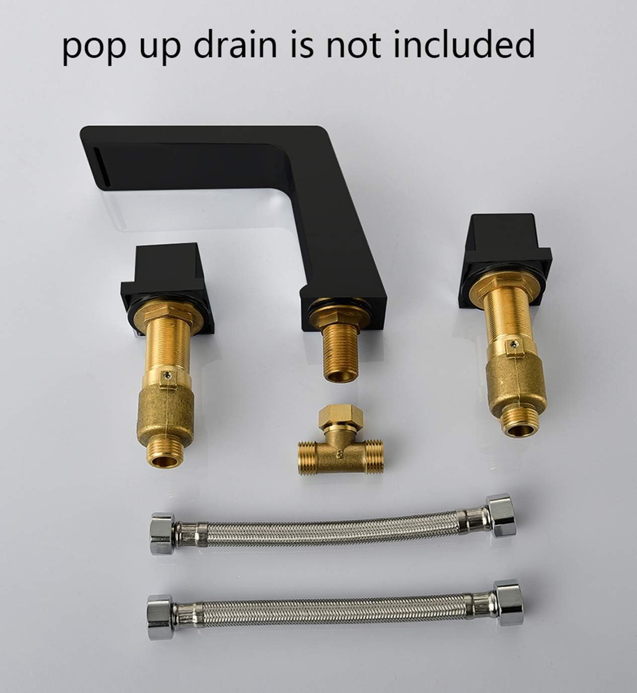 New Product One Again Waterfall Bathroom Vessel Sink Faucet Matte Black 3-Hole 2-Handle Solid Brass Bathroom Basin Sink Faucets Mixer Tap