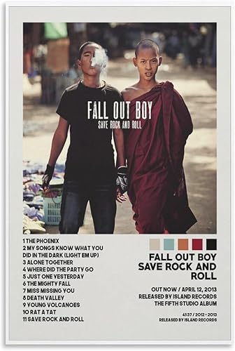 Fall Out Boy Save Rock and Roll - Póster de lienzo para decoración de dormitorio, paisaje, oficina, regalo de cumpleaños de San Valentín, estilo sin