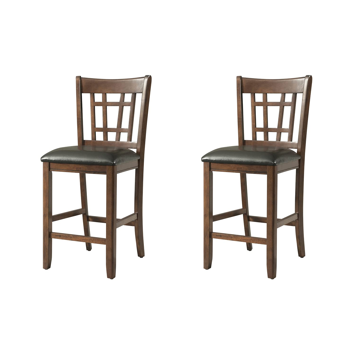 Picket House Furnishings Sam Pub Side Chair Set Cherry/Transitional/Rubberwood/Plywood, Foam Cushion Seat, Lattice Back, 20 x 18 x 41 in