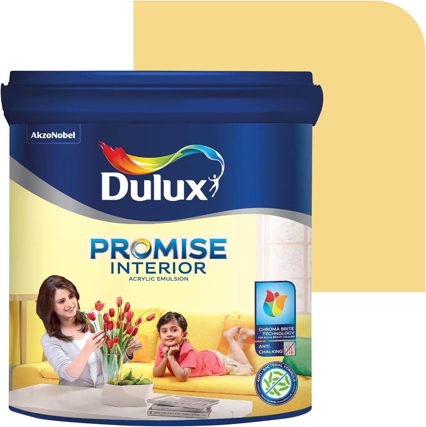 Dulux Promise Interior Emulsion Paint (1L, Summer Feeling) | Brighter & Longer-Lasting Colors | Rich Finish | Chroma Brite Technology | Anti-Chalk | Water-Based Acrylic Paint