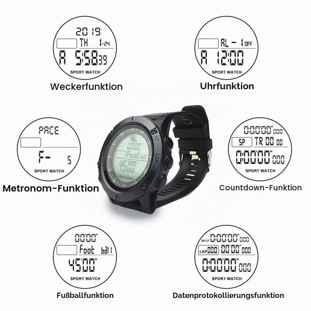 Digitale Schiedsrichteruhr, Sport Schiedsrichter Armbanduhr, Fußballspiel-Timer für Trainer, 100 Runden Speicher Stoppuhr, leuchtende Sportuhr mit 3 Zeilen, großem Display und Alarm
