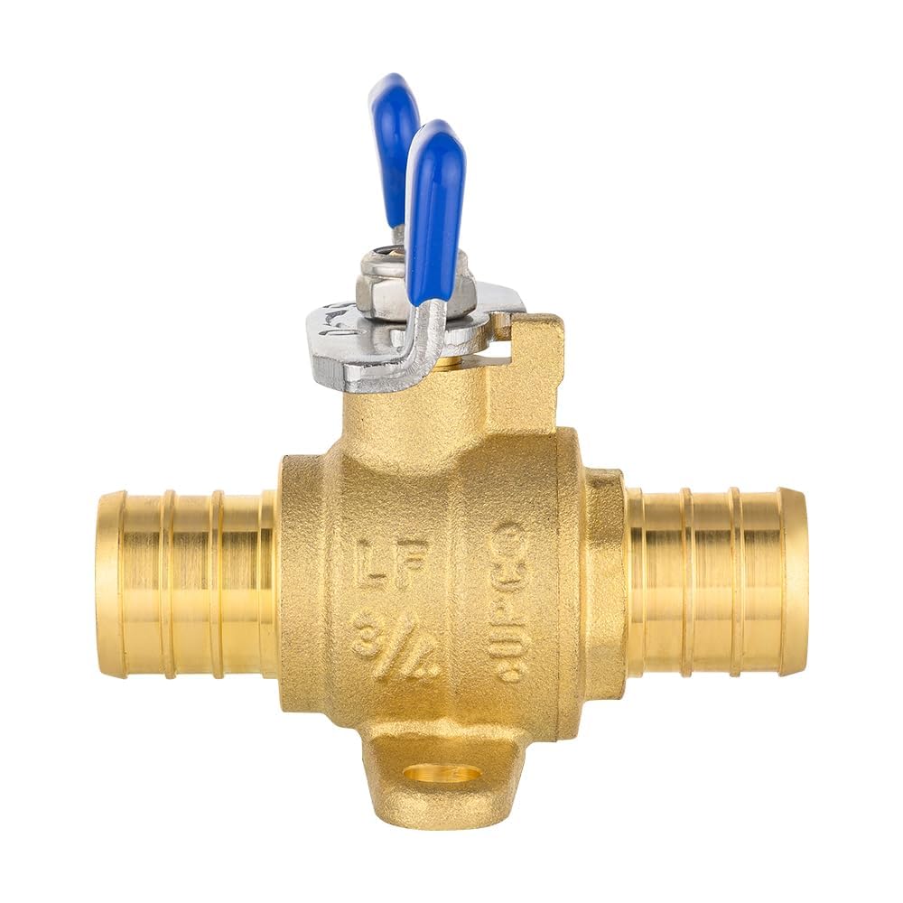 EFIELD - Confezione da 10 valvole a sfera a crimpare da 3/4" Pex con orecchio a goccia per caldo e freddo, con manico a farfalla, ottone LF, NSF/ANSI 61 (10)