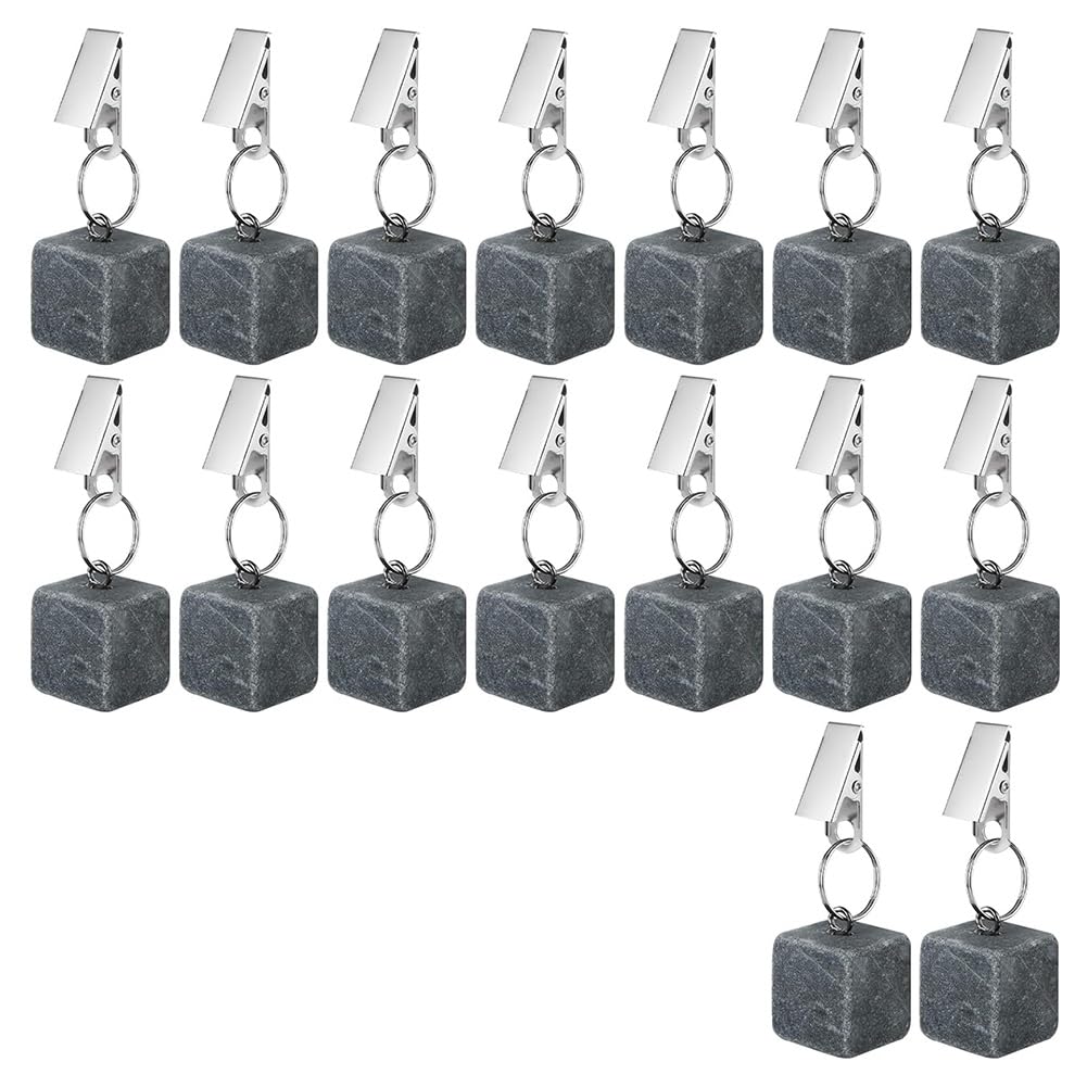 CTRLZS 16PCS Tablecloth Weights with Metal Clip, Cube Table Covers Pendant Stones, Marble Table Cloth Weights for Decoration