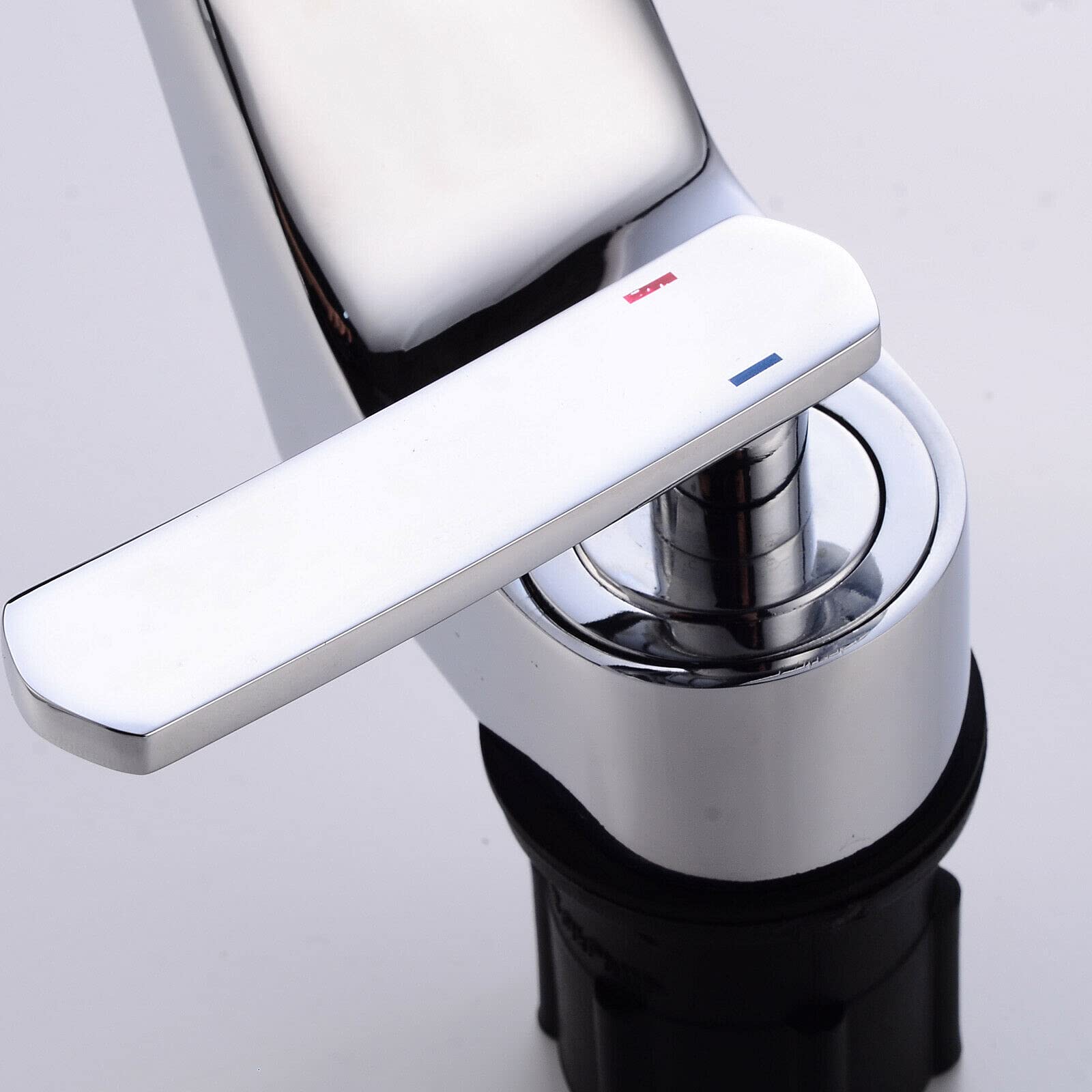 Grifo Mezclador de Lavabo para Baño | Cuerpo de Latón Cromado, Agua Fría y Caliente