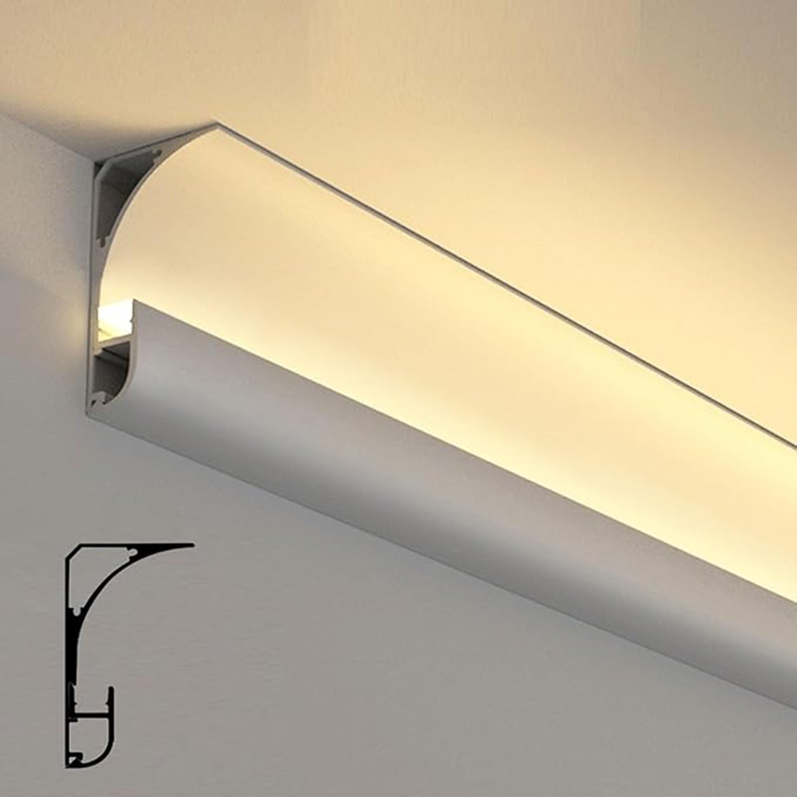 Generico Profilo lineare a LED per Nascondere Strisce LED in soffitti, Pavimenti e Angoli (Bianco, 10 m/32,8 Piedi)