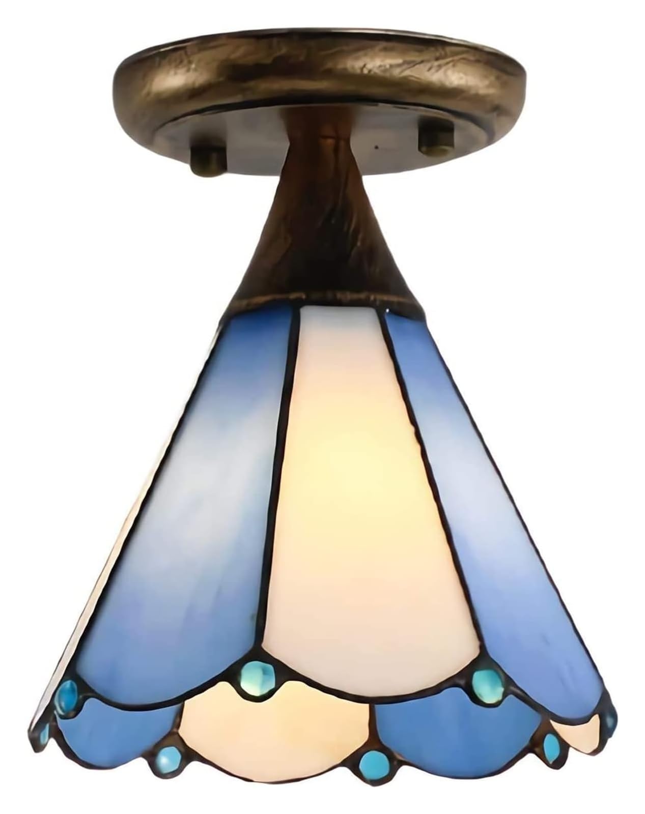 HPTHLY Ceiling Lamp Ceiling Lamp Tiffany Style Mini Ceiling Light, Led Vintage Tinted Glass Corridor Ceiling Lamp, Chandelier Lighting Living Room (11-B)