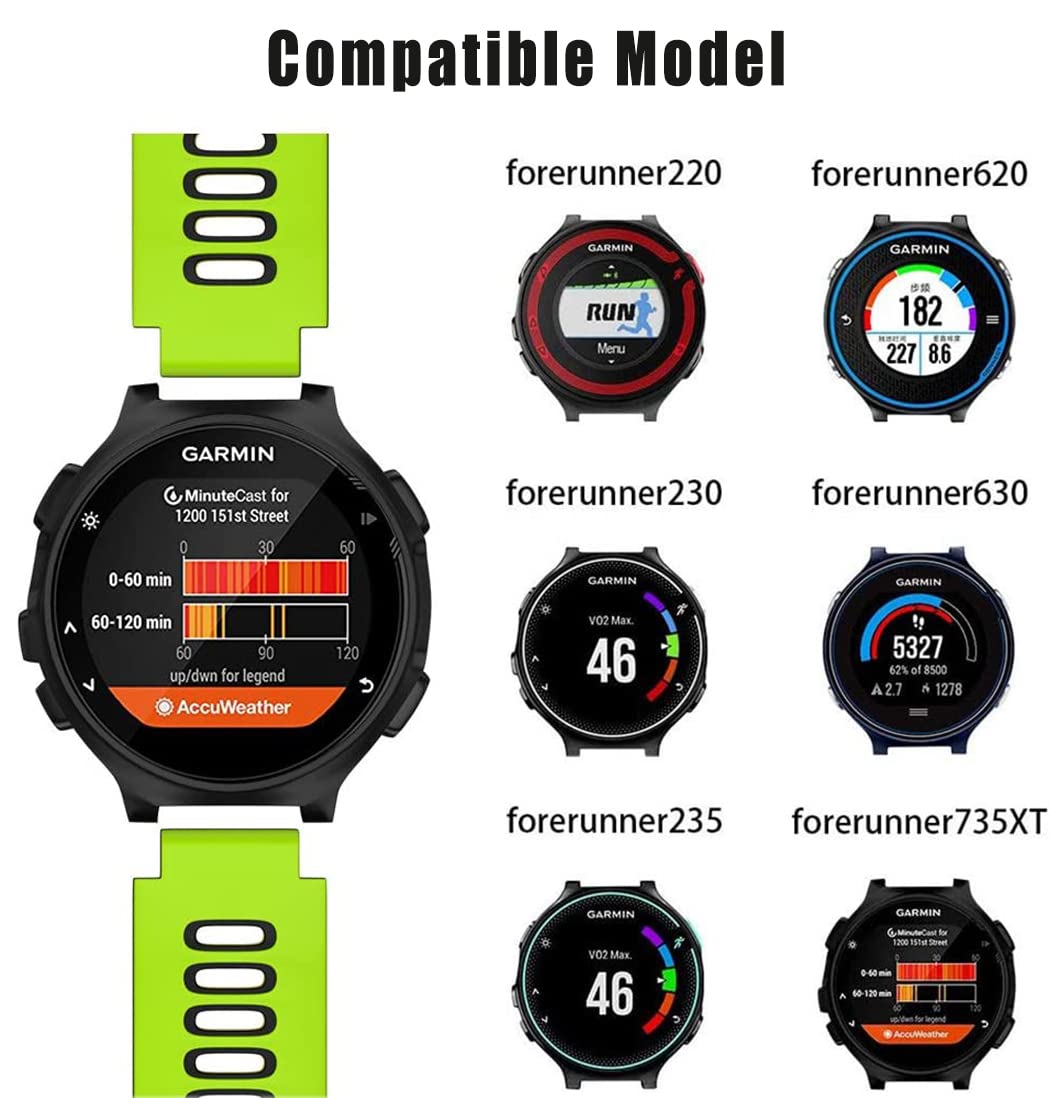 Band Compatible with Garmin Forerunner 735XT/220/230/235/235 Lite/620/630,Soft Silicone Replacement Watch Strap for Garmin Approach S20 S5 S6 Smart Watch,Adjustable Sport WatchBand (lime+black)