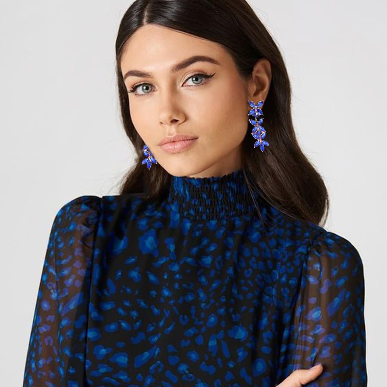 Rhinestone Drop Earrings Sparkly Marquise Crystal Dangle Statement Earrings for Women Wedding Prom Costume - Image 2