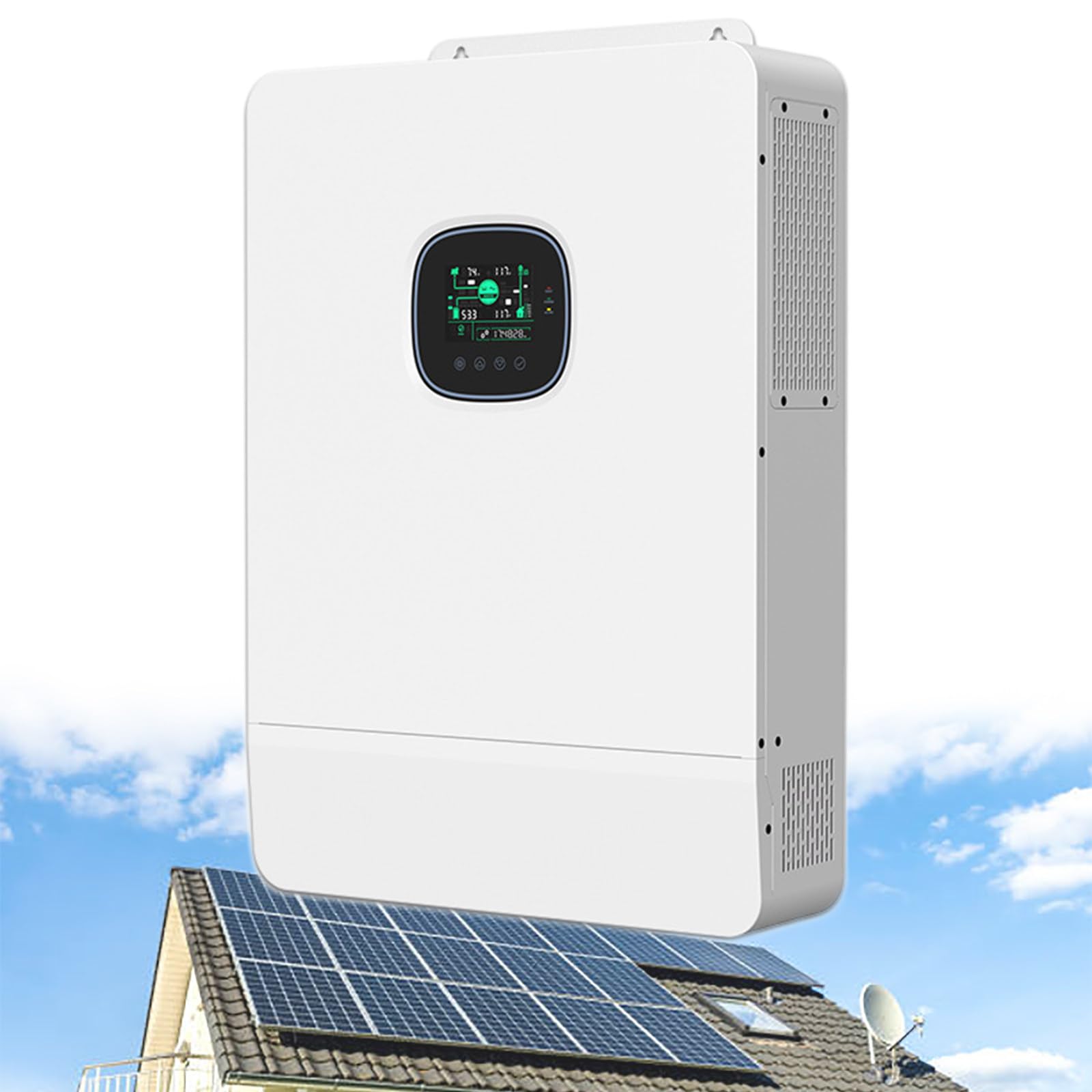 Inverter Solare Ibrido da 10000 W e 48 V, Uscita 110 V, Regolatore Solare MPPT da 200 A Integrato, Caricabatterie Inverter a Onda Sinusoidale Pura Fuori Rete, per Vari Modelli di Batteria