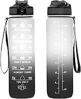 Vista 1 de 32 oz Water Bottles with Times to Drink and Straw, Motivational Water Bottle with Time Marker, Leakproof & BPA Free, Drinking Sports Water Bottle